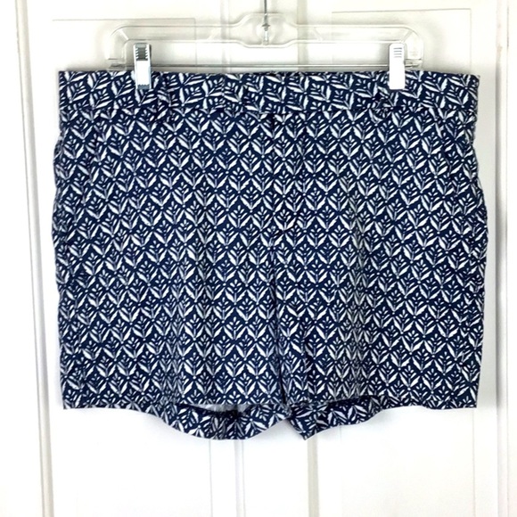 Level 99 Fleur Dely Blue Print Linen Blend Shorts size 32 - Picture 1 of 6